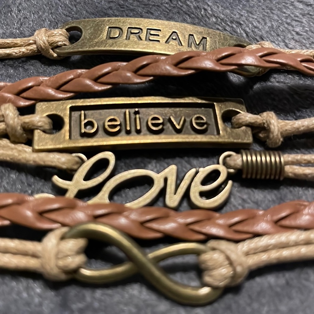 “DREAM” LOVE “believe” Infinity Loop Inspirational Braided Beautiful Bracelet
